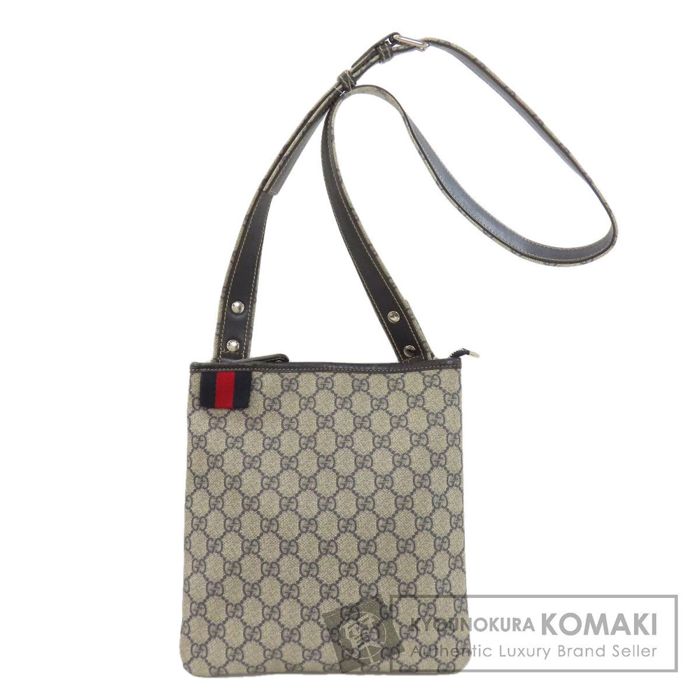 Gucci GG Plus Supreme monogram canvas flat messenger crossbody bag Web Brown